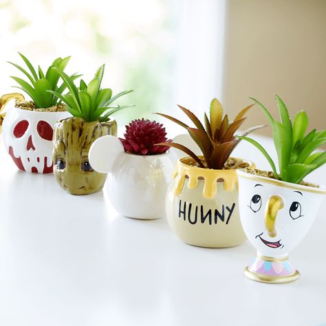 Disney Succulent Pots for Houseplants Disney Planters Diy, Diy Disney Room Decor, Disney Office Decor Ideas, Disney Terra Cotta Pots, Disney Inspired Room Decor, Disney Diy Crafts Room Decor, Disney Home Ideas, Disney Plant Pots, Disney Flower Pots