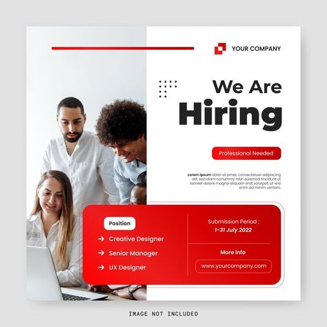 Hiring Page Web Design, Recruitment Social Media Post Design, Job Advertisement Design Social Media, Job Ads Design, We're Hiring Design, Job Posting Design Social Media, Recruiting Posts Social Media, Vacancy Flyer Design, Recruitment Flyer Design