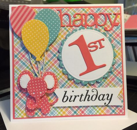 First Birthday Card Ideas, 1st Birthday Card Ideas, 1st Birthday Cards Handmade, One Year Old Card Ideas, Stampin Up 1st Birthday Cards, Children’s Birthday Cards, Homemade 1st Birthday Cards, Children Birthday Cards, First Birthday Card Handmade