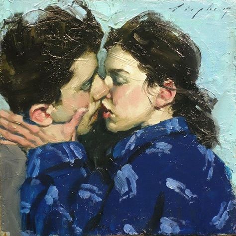 Malcolm T. Liepke, USA (1953-) ​ ​Kissing Couple (2017) Malcolm T Liepke, Malcolm Liepke, Art Mini Toile, Kiss Painting, People Kissing, Psy Art, John Singer Sargent, Romance Art, Edgar Degas