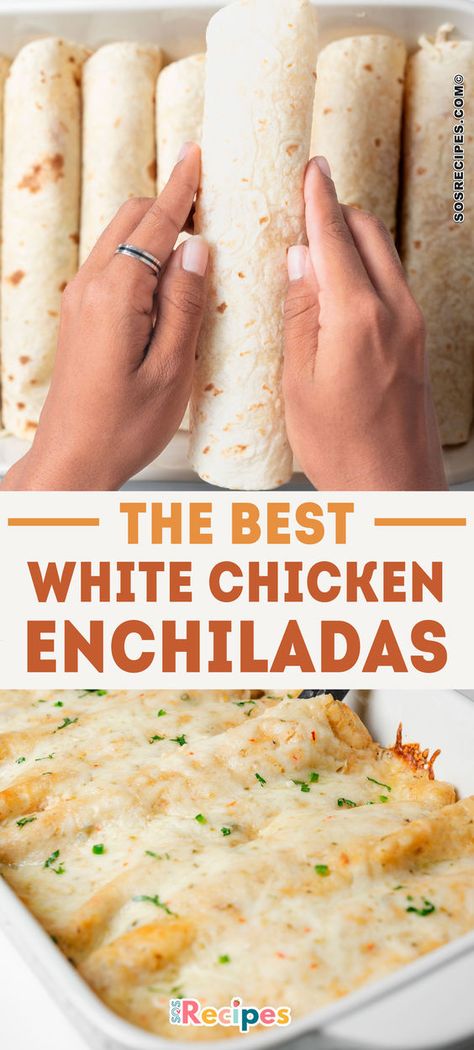 Enchilada night is always a hit with my family, and while I’ve tried different variations, their all-time favorite is white chicken enchiladas. The white enchilada sauce is not only simple to prepare but also incredibly creamy and delicious. The filling, made with red bell pepper, corn, shredded chicken, and cheese, held together with a touch of sauce, is equally delightful. White Cheese Enchiladas, Cheese Enchiladas With White Sauce, Cheap Enchilada Recipe, Cowboy Enchiladas, White Enchiladas Chicken, Cheese Sauce For Enchiladas, Healthy White Chicken Enchiladas, White Chicken Enchiladas Easy, Easy Enchiladas Chicken