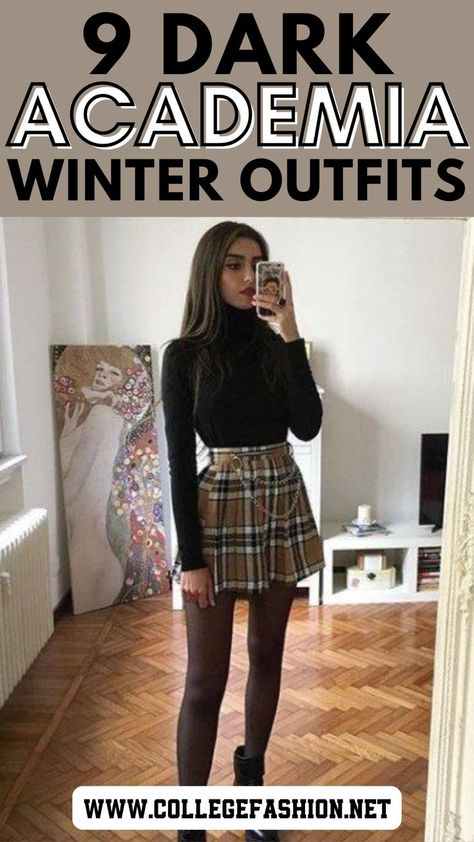 dark academia winter outfits Fall Tights Outfit Casual, Dark Academia Trousers Outfit, Winter Outfits With Pleated Skirts, Winter Outfit Dark Academia, Walking Downtown Outfit, Short Sleeve Winter Outfits, Cute Winter Business Casual Outfits, Work Outfit Ideas Winter, Dark Academia Outfit Staples