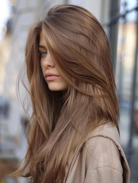 Best Light Brown Hair Color Ideas for Every Style Light Brown Hair Updo, Light Creamy Brown Hair, Healthy Light Brown Hair, Solid Golden Brown Hair, Best Light Brown Hair Color, Light Brown Solid Color Hair, Cold Hair Color Ideas, Solid Brown Hair Color Light, Muted Auburn Hair