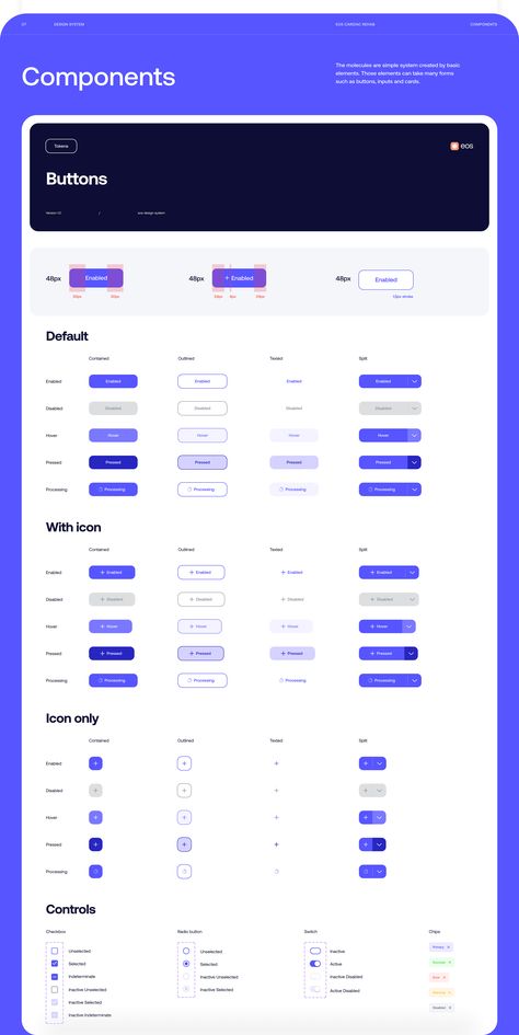 Eos Design System & UI-kit Library on Behance Ux Style Guide, Design System Website, Web Design System, Website Design System, Ux Design System, Gui Design Interface, Figma Design System, Ui Components Design, Design System Ui Kit