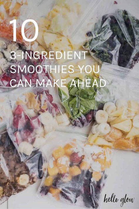 3-ingredient smoothies are a great way to meal prep your breakfast for the week! Smoothie Prep For The Week, Meal Prep Smoothies, Prep Smoothies, Breakfast For The Week, Bullet Recipes, Make Ahead Smoothies, Nutribullet Smoothies, Nutri Bullet, Vitamix Recipes