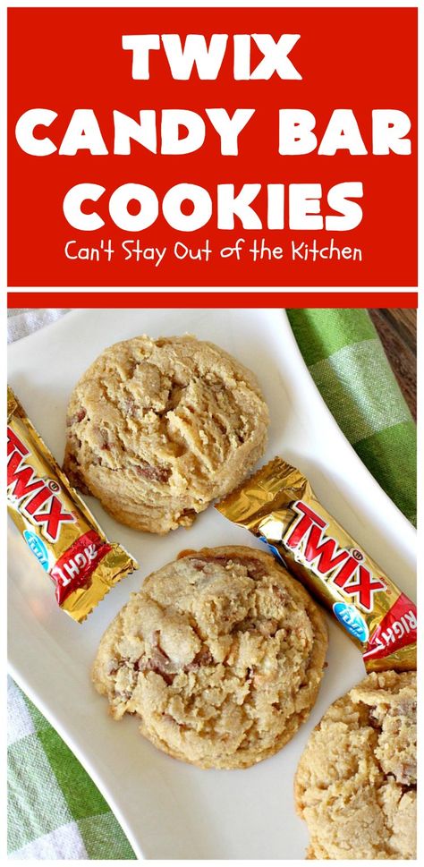 Recipes With Twix Candy Bars, Desserts With Twix Bars, Twix Bar Cookies, Twix Dessert Recipes, Candy Bar Cookies Recipes, Twix Cookies Recipe, Candy Bar Desserts, Candybar Cookies, Twix Candy Bar