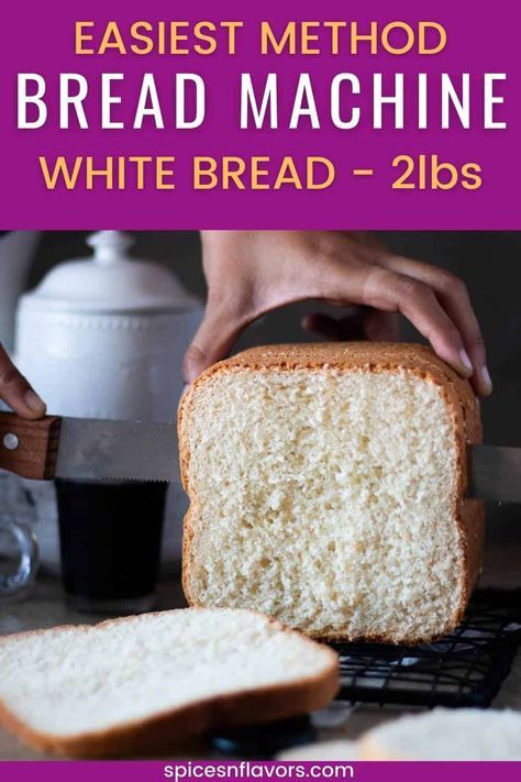 Looking for the best white bread recipe for your bread machine? This simple 2 lb loaf recipe yields soft, fluffy bread perfect for sandwiches. Ideal for beginners, this basic bread machine recipe is easy to follow and results in delicious homemade bread every time. Enjoy the ultimate in homemade comfort with this soft and fluffy white bread! Easy Sandwich Bread Bread Machine, White Westinghouse Bread Machine Recipes, Light Fluffy Bread Machine Recipe, All Purpose Flour Bread Machine Recipes, 2 Pound Bread Machine Recipe, Bread Machine White Bread Recipe, 2 Lb Bread Machine Recipes, Bread Machine Recipes White, Basic Bread Machine Recipe