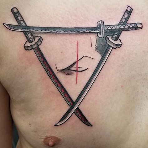 One Piece Tattoos Zoro, Dororo Tattoo Ideas, Zoro Tatoos Ideas, Tattoo Ideas For Men Anime, Words Tattoo For Men, Small Anime Tattoos For Men, One Piece Small Tattoo, Zoro Swords Tattoo, Small Piece Tattoo