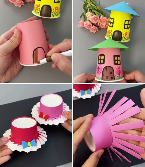 Tea Cup Crafts For Kids, Crafts With Cups, Dixie Cup Crafts, Cup Crafts For Kids, Vikram Thakor, Tea Cup Decorations, Plastic Cup Crafts, Diy Gifts Paper, Flowers For Kids