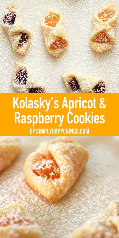 Cookies With Raspberry Filling, Apricot Pinwheel Cookies, Apricot Pastry Recipe, Apricot Pillow Cookies, Apricot Pastries, Kolache Cookie Recipe, Kolacky Cookies, Kolaczki Cookies Recipe, Tea Foods