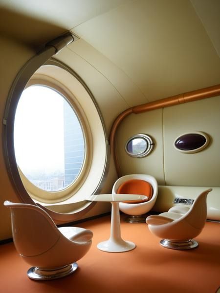 JJ's - Retro Futurism - XL v1.0 | Stable Diffusion LoRA | Civitai Retro Futurism Bathroom, Retro Futurism Spaceship, 1950s Retro Futurism, 70s Futurism Interior Design, Retrofuture Interior, Vintage Futurism Aesthetic, Retro Futurism Bedroom, 50s Futurism, Space Age Architecture