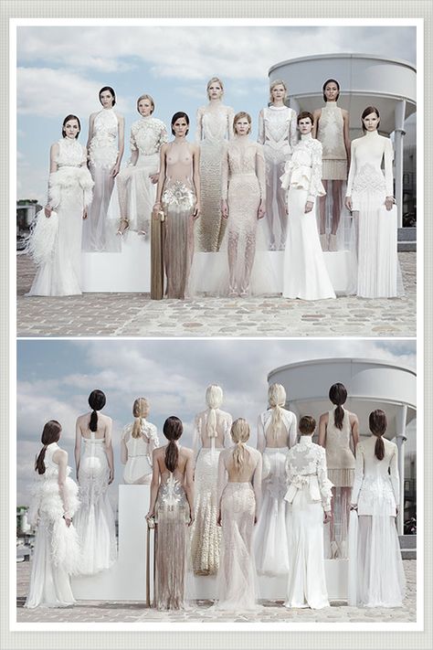 OH MY, these dresses are beautiful but a bit revealing, I'm sure the grooms would love it! Givenchy Couture 2011 Wedding Dresses Givenchy Wedding Dress, Designer Dresses Couture, Ricardo Tisci, Givenchy Couture, 2016 Wedding Dresses, Couture Wedding Gowns, Wedding Dress Trends, Designer Dresses Indian, Couture Gowns