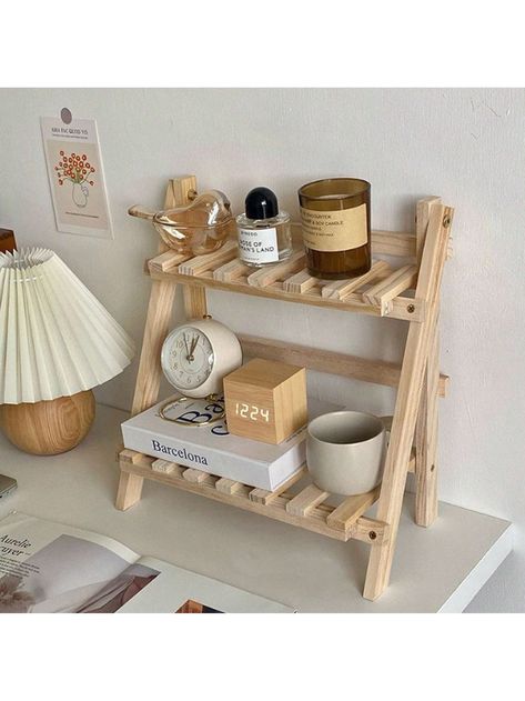 Double-layer Desktop Organizer Shelf For Dormitory Bedroom Office Desk Storage With Foldable Solid Wood RackI discovered amazing products on SHEIN.com, come check them out! Uni Room, Cozy Room Decor, Room Makeover Inspiration, Cute Room Decor, Apartment Inspiration, Cozy Room, Room Inspiration Bedroom, Room Ideas Bedroom, Dream House Decor