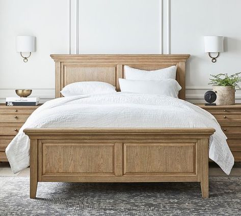 Queen Wood Beds & Headboards | Pottery Barn Mahogany Bedroom Furniture, Beautiful Bed Designs, Tufted Upholstered Bed, Design Your Bedroom, Bed Design Modern, Traditional Bed, Beds & Bed Frames, Wood Beds, Bedroom Collection