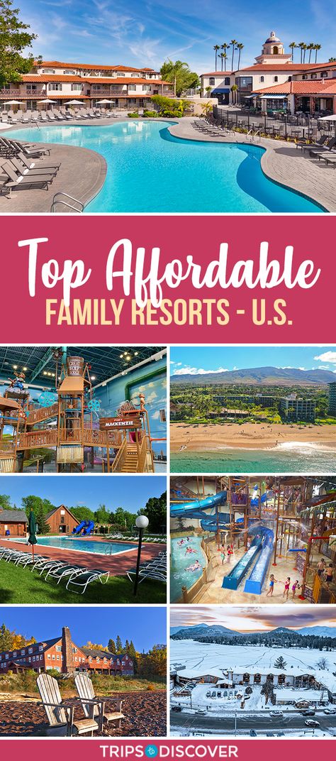 These family-friendly resorts won’t break the bank while offering something for just about every age Kids Vacation Destinations, Us Family Vacations, Best Vacations With Kids, Toddler Vacation, Family Vacations Usa, Affordable Family Vacations, Resorts For Kids, Kid Friendly Resorts, Best Family Vacation Spots