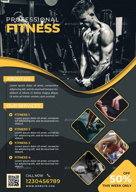 Fitness Flyer Templates Gym Business Card, Gym Advertising, Rollup Design, Gym Flyer, Gym Business, Standee Design, Promo Flyer, Fitness Flyer, Gym Poster