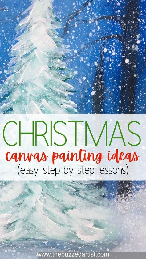 Christmas Painting With A Twist, Painting Christmas Trees Canvas, Christmas Paint Ideas For Kids, Christmas Painting Templates, Christmas Group Painting Ideas, Easy To Paint Christmas Canvas, Christmas Theme Paintings, Guided Painting Canvas, Easy Painting Christmas Ideas On Canvas