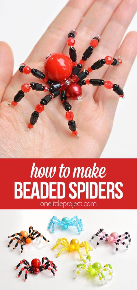 Birthday Craft Ideas For Adults, Diy Spider Ornaments, Halloween Crafts For 8 Year, Teen Halloween Craft Ideas, Bead Spider Tutorial, Spiders Crafts For Kids, Halloween Sellable Crafts, Fun Creative Activities For Kids, Christmas Spiders Diy