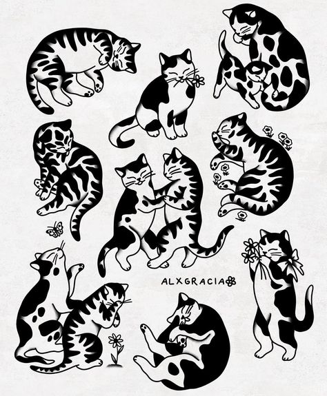 Americana Cat Tattoo, Mexican Cat Tattoo, Tortoise Cat Tattoo, Ignorant Cat Tattoo, Classic Tiger Tattoo, Folk Animal Tattoo, American Trad Cat Tattoo, Cat In Cowboy Hat Tattoo, American Traditional Pet Portrait