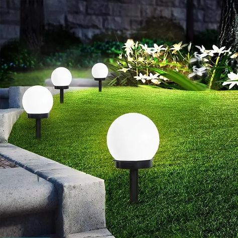 Solar Garden Light Solar Pathway Lights Round Ball - Temu In-ground Lights, Walkway Landscaping, Solar Landscape Lighting, Pathway Landscaping, Solar Pathway Lights, Lawn Lights, Outdoor Lighting Landscape, Pathway Lighting, Path Lights