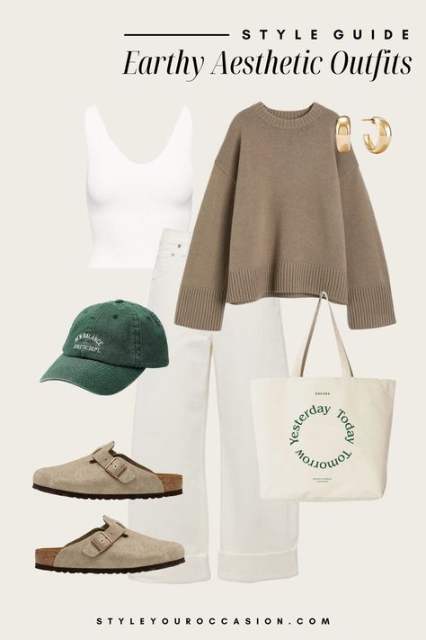 Cute Earthy Outfits, Earthy Aesthetic Outfits, Granola Girl Style, Outfits Neutral, Neutral Outfits, Earthy Aesthetic, Wardrobe Refresh, French Outfit, Fashion Oversized