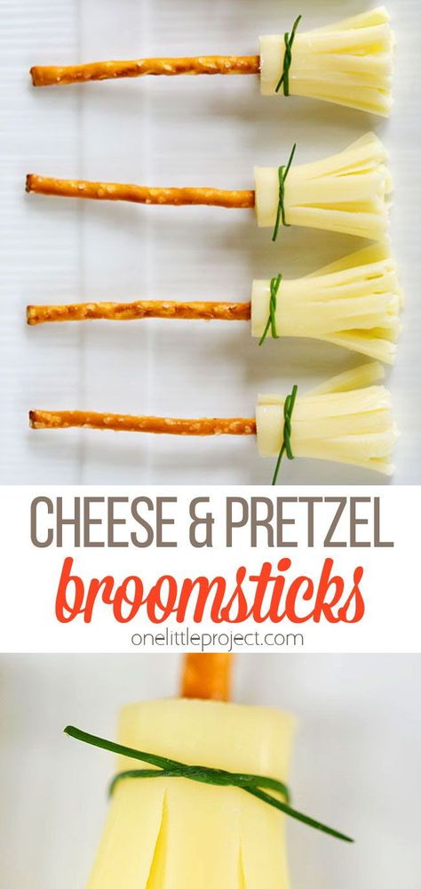 Cheese Pretzel Broomsticks, Halloween Pretzel Broomsticks, Witch Broomstick Food, Pretzel And Cheese Broomsticks, Halloween Cheese Broomsticks, Halloween Snacks With Pretzels, Witches Broomsticks Snack, Cheese Stick Fingers Halloween, Cheese Broomsticks Halloween Snacks