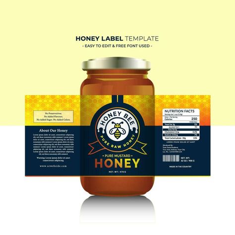 Honey Label Design, Honey Jar Labels, Honey Label, Packaging Idea, Honey Bottles, Honey Packaging, Honey Shop, Organic Recipes Healthy, Honey Design