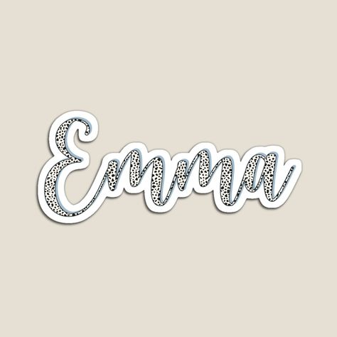 Dalmatian pattern Emma name Dalmatian sticker, custom name sticker for Emma Emma Cursive, Emma Calligraphy, Emma Wallpaper, Emma Name, Dalmatian Pattern, Name Calligraphy, Goal Board, Calligraphy Typography, Candy Theme