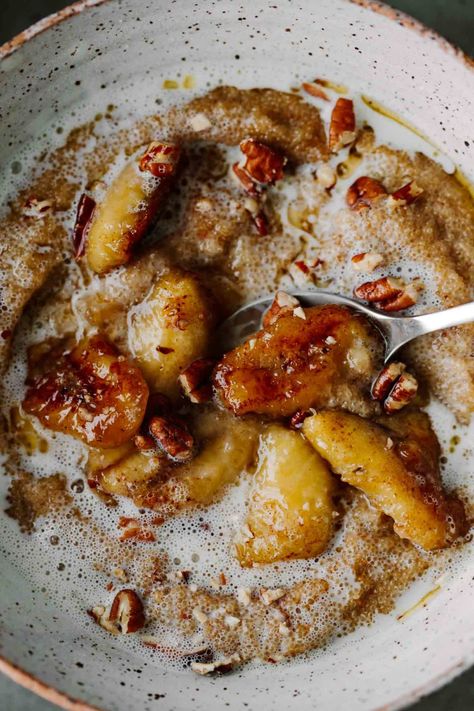 Amaranth Porridge, Amaranth Recipes, Caramelized Bananas, Crunchy Pecans, Savory Breakfast, Amaranth, Sweet Breakfast, Vegan Breakfast, Pecans