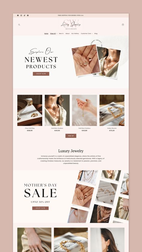 SPECIAL OFFER!! -Purchase this Shopify theme on my Etsy store and get free 'Full site setup in 24 hours' for free 😊 Shopify website design template - Shopify themes - Shopify design inspiration and ideas - online boutique design - ecommerce website - Shopify for beginners - Shopify store - Shopify 2.0 theme - Clean Branding Shopify Dawn Theme Design, Shopify Store Design, Shopify Theme Templates, Webpage Design Layout, Jewelry Website Design, Clean Branding, Web Design Templates, Boutique Website, Fashion Website Design