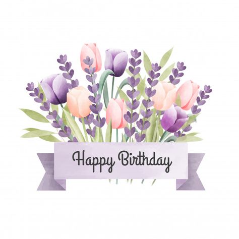 Watercolor floral bouquet Premium Vector Birthday Wishes Flowers, Happy Birthday Art, Happy Birthday Wishes Cards, Birthday Wishes And Images, Happy Birthday Fun, Birthday Wishes Quotes, Birthday Wishes Cards, Happy Birthday Messages, Happy Birthday Quotes