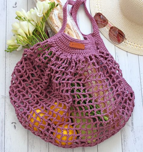 Free Crochet Market Bag, Threadbare Creations, Crochet Circle Pattern, French Market Bag, Crochet Market, Bag Pattern Free, Farmers Market Bag, Crochet Market Bag, Simple Crochet