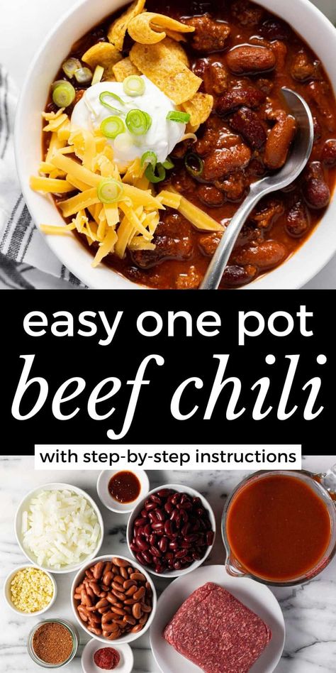 Homemade Chili Recipe Crockpot, Best Easy Chili Recipe, Chili Seasoning Recipe, Classic Chili Recipe, Easy Chilli, Homemade Chilli, Classic Chili, Homemade Seasoning, Beer Cheese Soups