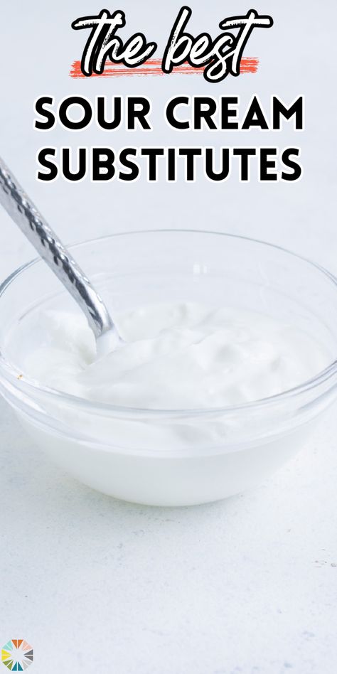 In need of a substitute for sour cream? Check out this list of 12 options suited for any diet—dairy or non-dairy. Additionally, you’ll learn all about what sour cream is and why it’s used in baking. Take a look through recipes at the end that include sour cream and its alternatives for the best desserts, dinners, and salads! Mock Sour Cream, How Do You Make Sour Cream, Dairy Free Sour Cream Recipe, Dairy Free Sour Cream Alternative, Substitution For Sour Cream, Substitute For Sour Cream Cooking, Sour Cream Substitute Cooking, Sour Cream Substitute For Tacos, Diy Sour Cream Quick