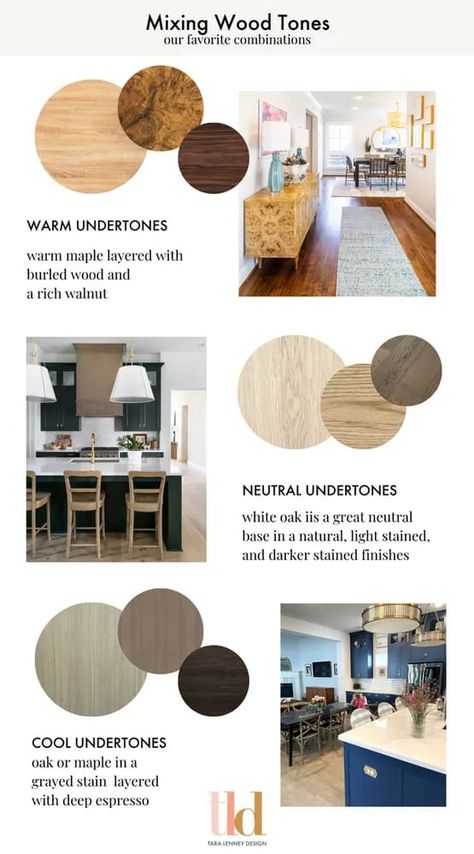 Mixing Grey And Brown Wood Tones, Complementary Wood Tones, Wood Color Combination Living Rooms, Different Shades Of Wood In Living Room, Wood Furniture Color Ideas, Colors That Match Oak Wood, Wood Colors That Go Together, How To Style Dark Wood Floors, Mix Of Wood Tones