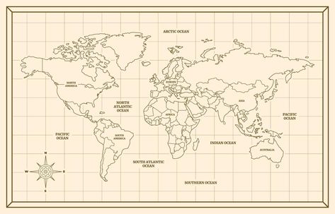 Ocean Outline, World Map Outline, The World Map, Physical Map, Map Outline, Birthday Photoshoot, World Map, Banners, Vector Art