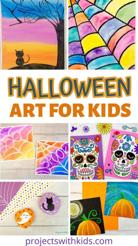 Collaborative Halloween Art Projects, Kid Halloween Painting Ideas, Halloween Art Second Grade, Arts And Crafts Halloween For Kids, Halloween For Kindergarteners, Craft Monster, Halloween Kids Painting Ideas, Halloween Art For 2nd Grade, Halloween Painting Crafts For Kids