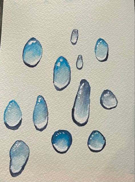 Water Drops Illustration, Water Drop Watercolor, Water Droplets Painting, Watercolor Water Drops, Water Drops Painting, Watercolor Raindrops, Watercolor Droplets, Bubble Watercolor, Water Droplets Art