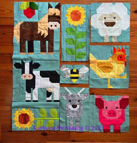 Animal Quilt Blocks Free Pattern, Farm Quilt Blocks, Cow Quilt Block Pattern Free, Cow Quilt Block Pattern, Kids Quilt Patterns, Cow Quilt Pattern Free, Animal Quilt Blocks, Cow Quilt Pattern, Farm Animal Quilt Blocks