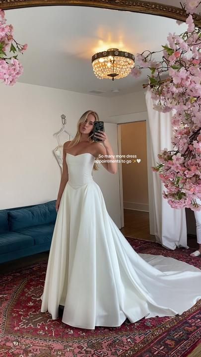 TikTok · Sarah Seabourne Chic Classy Wedding Dress, Grace Loves Lace Wedding Dress Grace Loves Lace, Square Bust Wedding Dress, Wedding Looks Bride, Cinderella Wedding Dress Movie, Wedding Dresses For Women With Big Bust, Poofy Satin Wedding Dress, Chic Elegant Wedding Dress, Silk Wedding Dress Off The Shoulder