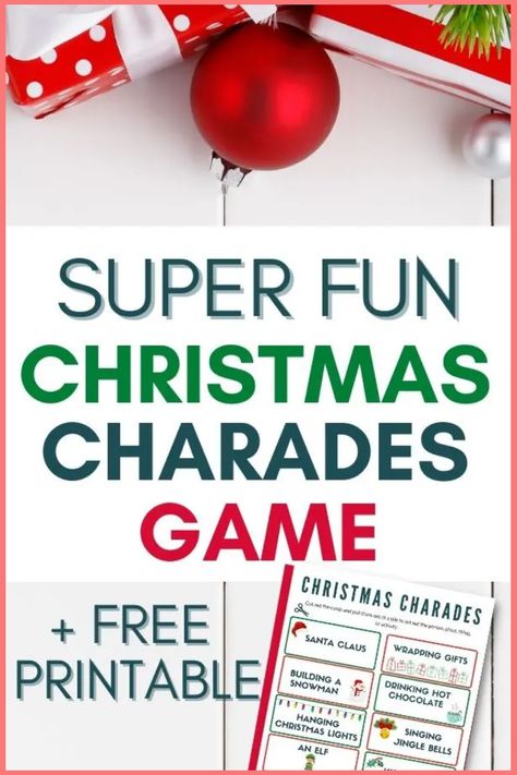 Super fun Christmas charades game with free printable. Holiday Charades For Adults, Christmas Charades For Adults, Christmas Cherades, Christmas Charades Printable Free, Christmas Charades For Kids, Charade Ideas Funny, Charades List, Charades For Adults, Holiday Charades