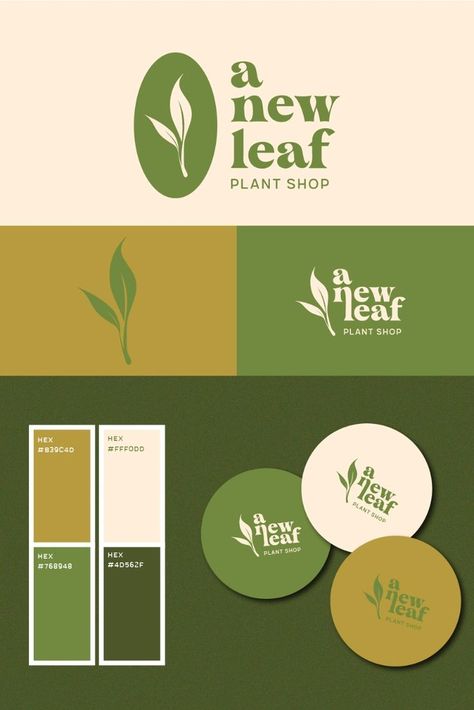 Plant Shop Color Palette, Botanic Logo Design, Greenhouse Logo Design, Logo With Plants, Garden Logo Design Ideas Branding, Logo Design Variations, Home Brand Logo, Green Logo Branding, Veg Restaurant Logo