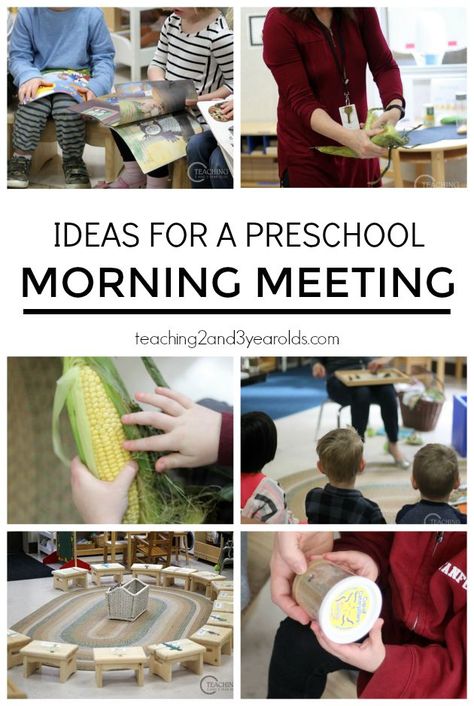 These morning meeting ideas work well in a preschool classroom - it gives the children a chance to say good morning to each other and learn what they will be doing that day. I wish I had thought of this for our classroom years ago! From Teaching 2 and 3 Year Olds Circle Time Ideas, Classroom Management Preschool, Morning Meeting Ideas, Morning Meeting Activities, Classroom Management Plan, Circle Time Activities, Preschool Circle Time, Prek Classroom, Responsive Classroom