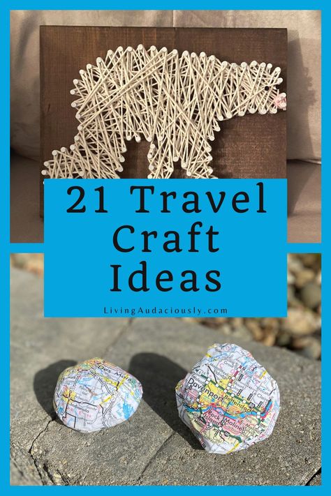 These 21 DIY travel crafts are unique ideas to let someone know you're thinking about them, or a great way to decorate your home or office. Homemade Christmas gifts anyone? #travelgifts #travelcrafts #craftsforkids #craftideas #diytravel #diy Crafts You Can Do While Traveling, Crafts On The Go, Diy Travel Gifts Ideas, Diy Compass Craft, Crafts To Do While Traveling, Travel Diy Gifts, Diy Gifts For Travelers, Travel Crafts For Adults, Travel Craft Ideas