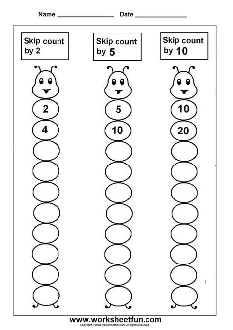 Counting By 2's 5's And 10's Worksheets Counting By 5's, First Grade Math Worksheets, Math Sheets, 2nd Grade Math Worksheets, 1st Grade Math Worksheets, First Grade Worksheets, Daily Math, Skip Counting, Aktivitas Montessori