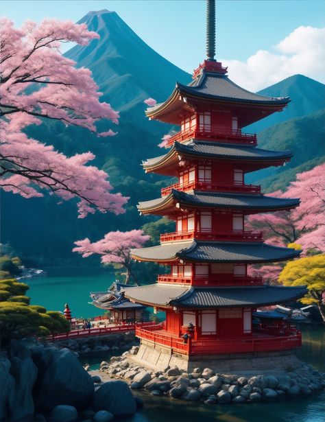 Cultural Landmarks In Japan Painting, Japan Culture Traditional, Japanese Culture Aesthetic, Japanese Structure, Japanese Realism, Japan Pagoda, Cultural Building, Japanese Mansion, Japanese Architecture Traditional