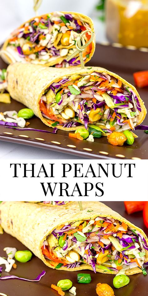 Thai Veggie Wraps, Peanut Sauce Wraps, Plant Based Easy Lunch, Thai Tuna Wrap, Thai Chicken Wraps Sweet Chili, Spicy Lunch Recipes, Hummus Wrap Recipe Lunch Ideas, Vegetarian Lunch Wrap Ideas, Quick Delicious Lunch Ideas