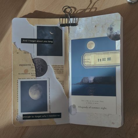 Aesthetic Journal Stickers Vintage, Sky Journal Aesthetic, Aesthetic Photo Journal Ideas, Moon Polaroid Aesthetic, Scrapbook Moon Theme, Beige Journal Aesthetic, Moon Journal Aesthetic, Sky Journal Ideas, Moon Aesthetic Journal