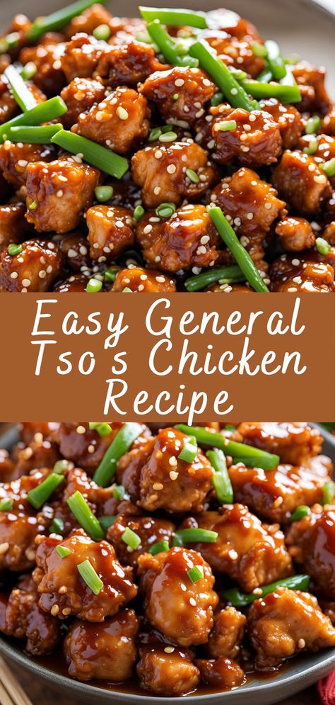 Easy General Tso’s Chicken Recipe | Cheff Recipes Chinese Breaded Chicken Recipes, Homemade Chinese Food Recipes Chicken General Tso, Chinese Recipes For Dinner, Essen, General Tao Chicken Recipe, Easy Chicken Pieces Recipes, Sheet Pan General Tso Chicken, General Tso Chicken Easy Recipes, Crispy Chinese Chicken Recipes