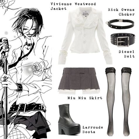 Nana Osaki Fashion Anime, Nana Manga Fashion, Nana Anime Aesthetic Outfit, Nana Anime Inspired Outfits, Nana Style Inspiration, Osaki Nana Style, Manga Outfits Ideas, Nana Osaki Outfit Anime, Nana Manga Outfit